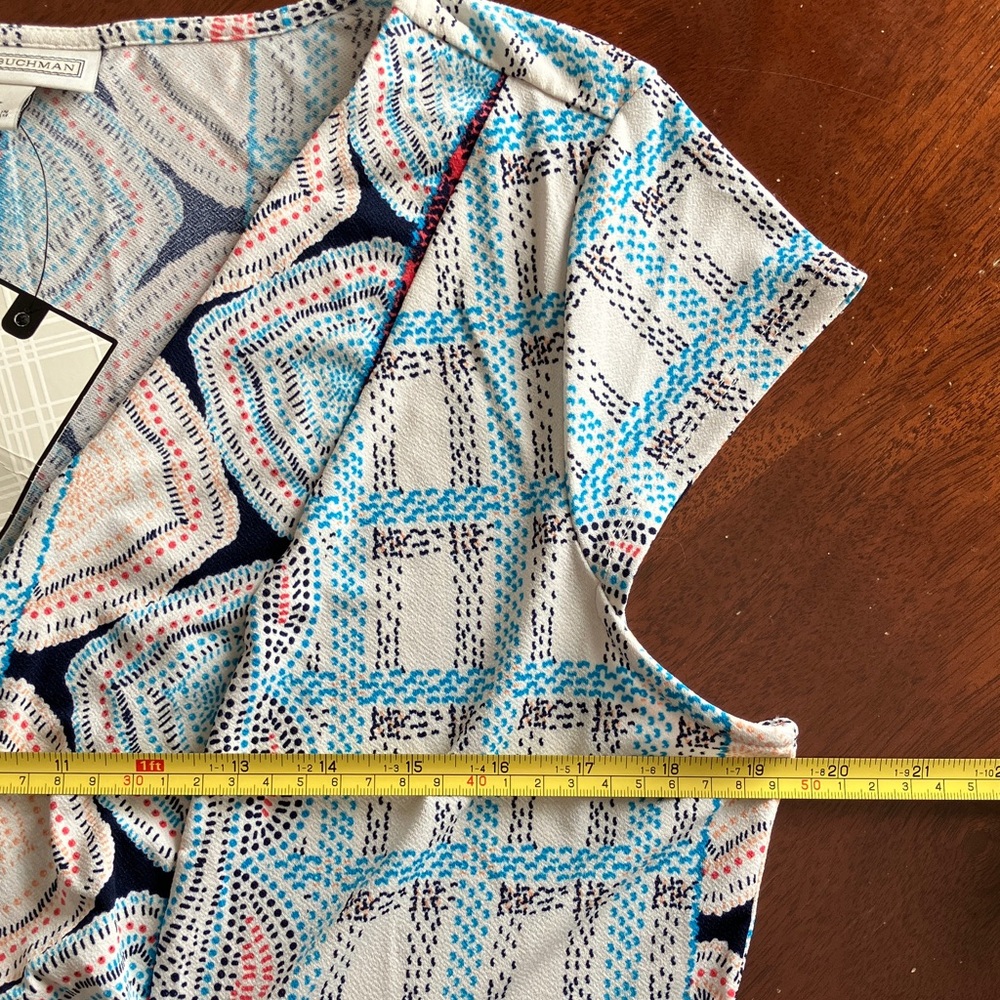 Dana Buchman Boho Maxi Dress Cream Multi Color Geometric Print Flowy Size L NWOT - Picture 10 of 14